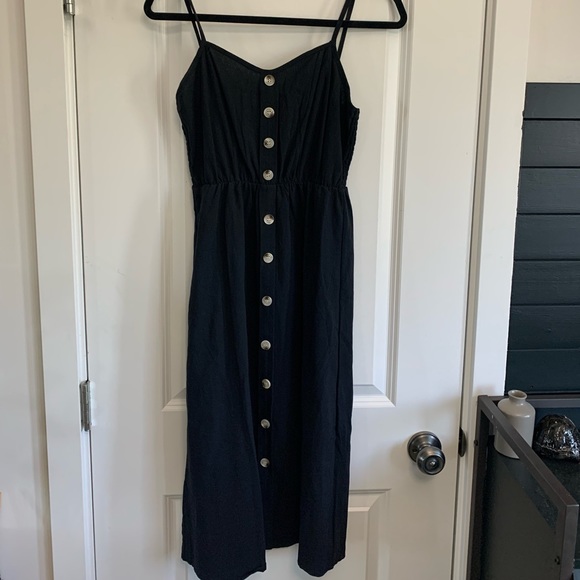 Black Size M Cotton Button Detail Dress NWT - Picture 1 of 4